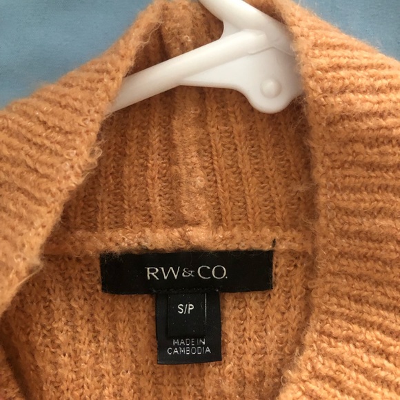 Mustard/peach, half turtleneck, comfortable RW and Co. sweater - Picture 1 of 2